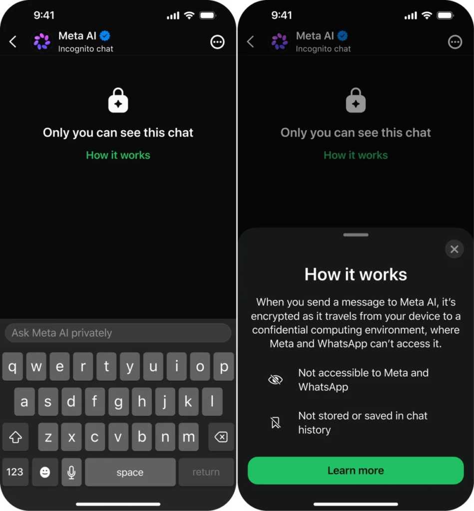 Meta AI Incognito Chat privacy on WhatsApp